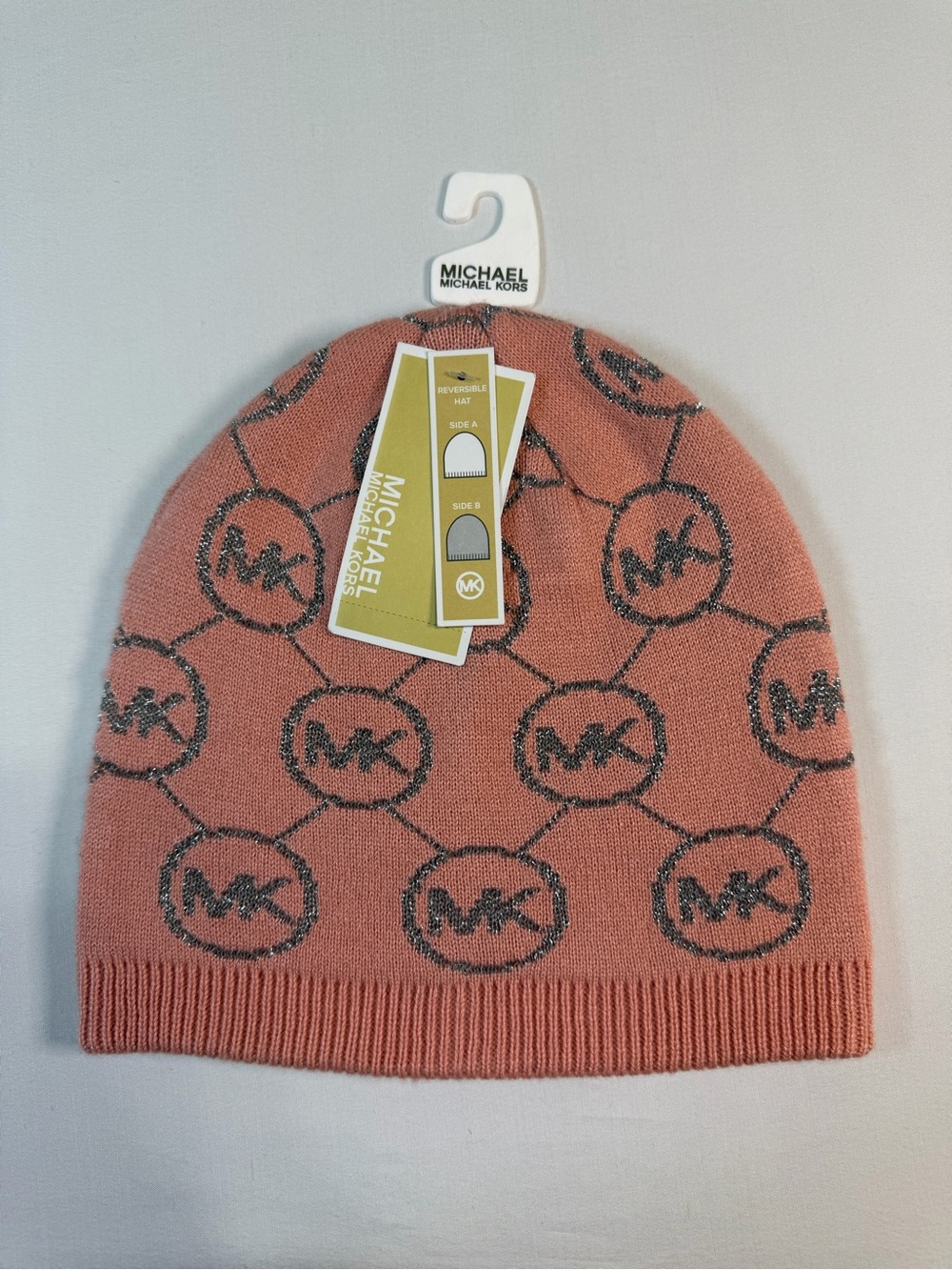 Michael Kors Reversible MK Logo Beanie – Pink/Dusty Rose – NWT